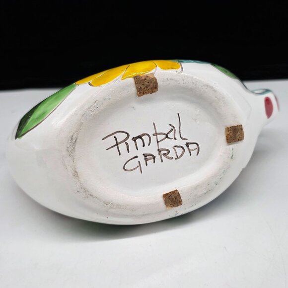 Vintage Hand-Painted Italian Pitcher Teapot Floral Design Signed Pimpal Garda - Picture 8 of 9